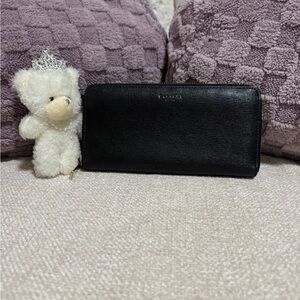 Coach Black Zip-Around Leather Wallet
